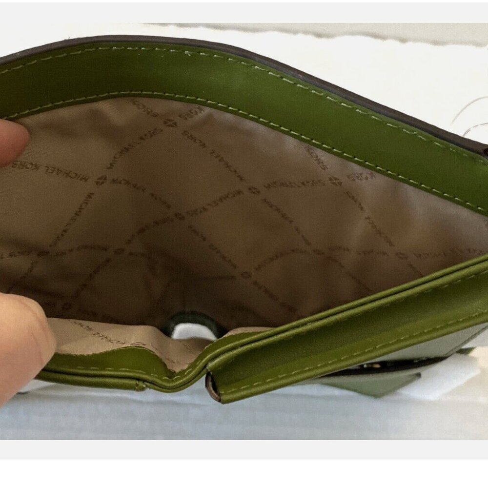 New Michael Kors Jet Set Travel Double Zip Wristlet Wallet Brown / Evergreen - Picture 6 of 6